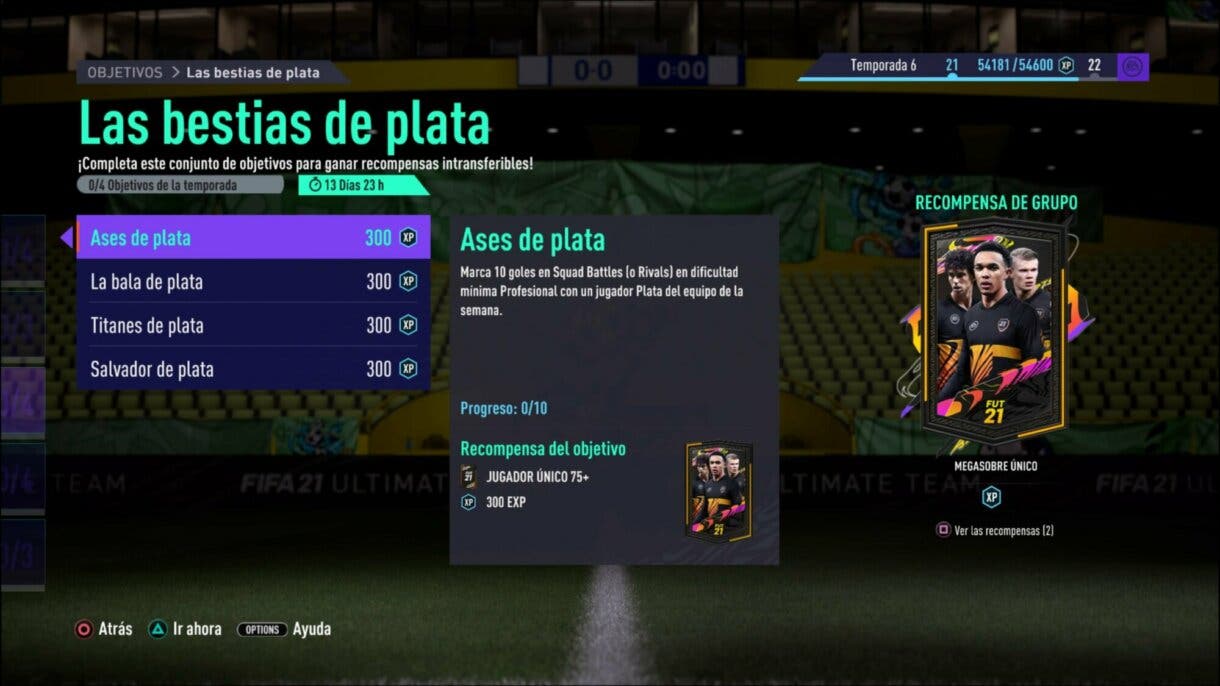 FIFA 21 Ultimate Team nuevo grupo de objetivos Bestias de plata pack gratuito sobre free to play.