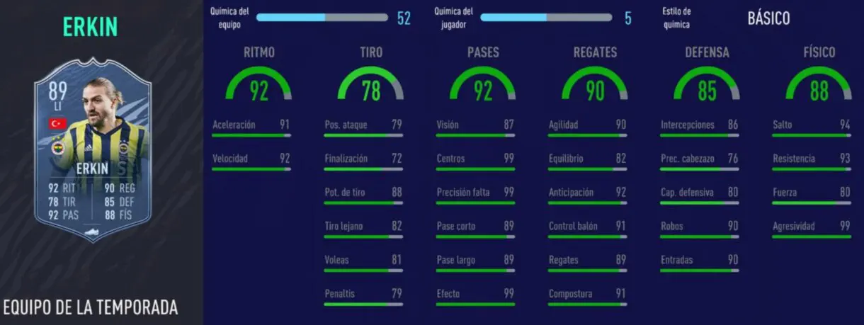 FIFA 21: TOTS muy interesantes de la Superliga de Turquía, la mejor liga secundaria hasta el momento Stats in game Erkin TOTS
