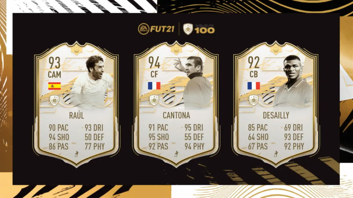FIFA 21 Ultimate Team Iconos SBC nueva tanda Raúl, Cantona y Desailly Moments