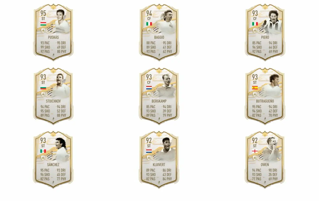FIFA 21 Ultimate Team Icon Swaps player pick Icono Moments atacante +92 tier lista ranking mejorables