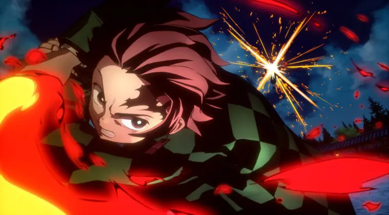 Imagen de Tanjiro (Hinokami Kagura) se luce en un gameplay de Kimetsu no Yaiba – Hinokami Keppuutan