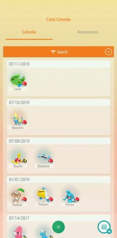 Pokemon HOME calendario de captura