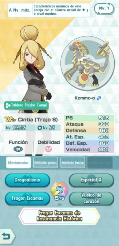 Pokemon Masters EX Cintia y Kommo-o