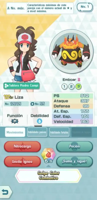 Pokemon Masters EX Liza y Emboar