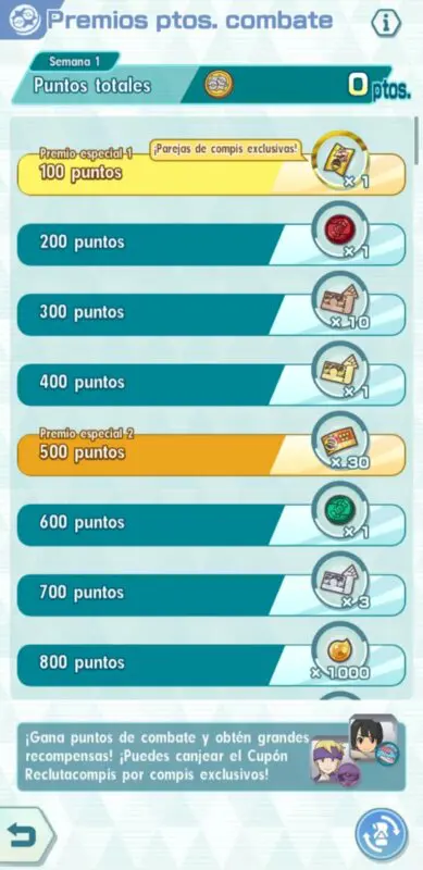 Pokemon Masters EX puntos de combate