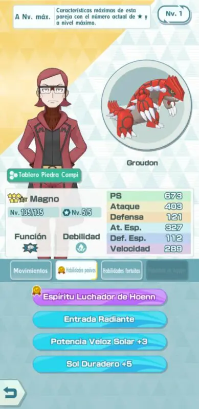 Pokemon Masters EX Magno y Groudon habilidades