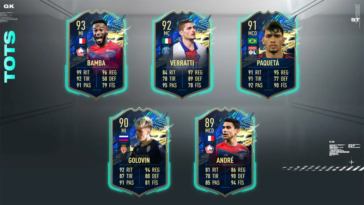 FIFA 21 Ultimate Team Predicción TOTS Ligue 1 Equipo de la Temporada centrocampistas