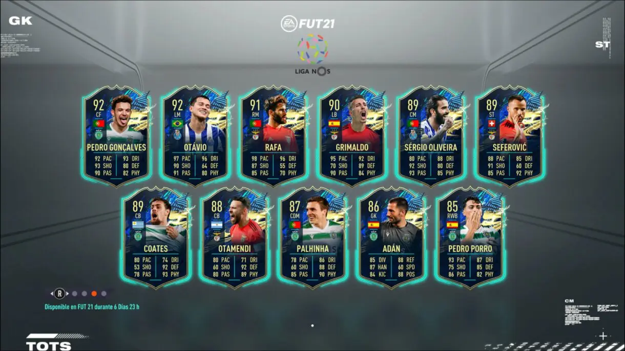 Cartas transferibles del TOTS de la Liga NOS. FIFA 21 Ultimate Team