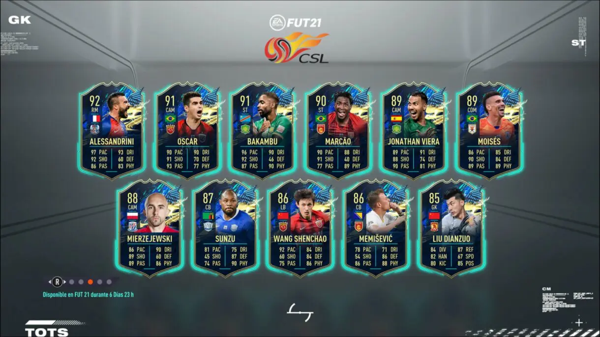 FIFA 21 Ultimate Team TOTS de la Superliga China Equipo de la Temporada