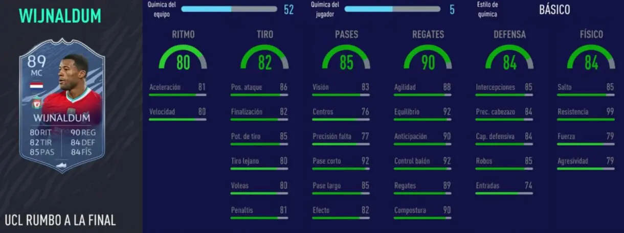 FIFA 21: los mejores mediocentros completos y ofensivos, de precio razonable, para LaLiga y Premier League Ultimate Team stats in game de Wijnaldum RTTF