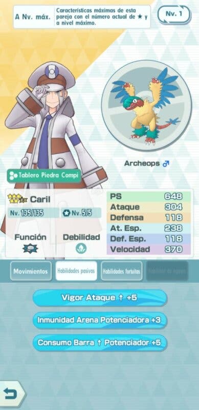 Caril y Archeops Pokemon Masters EX habilidades