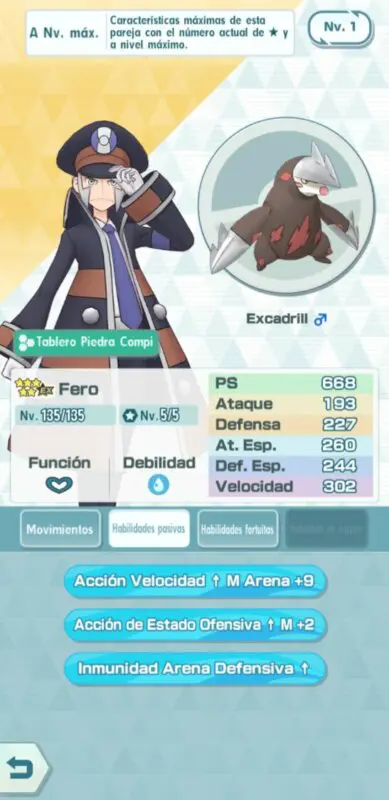 Fero y Excadrill Pokemon Masters EX habilidades