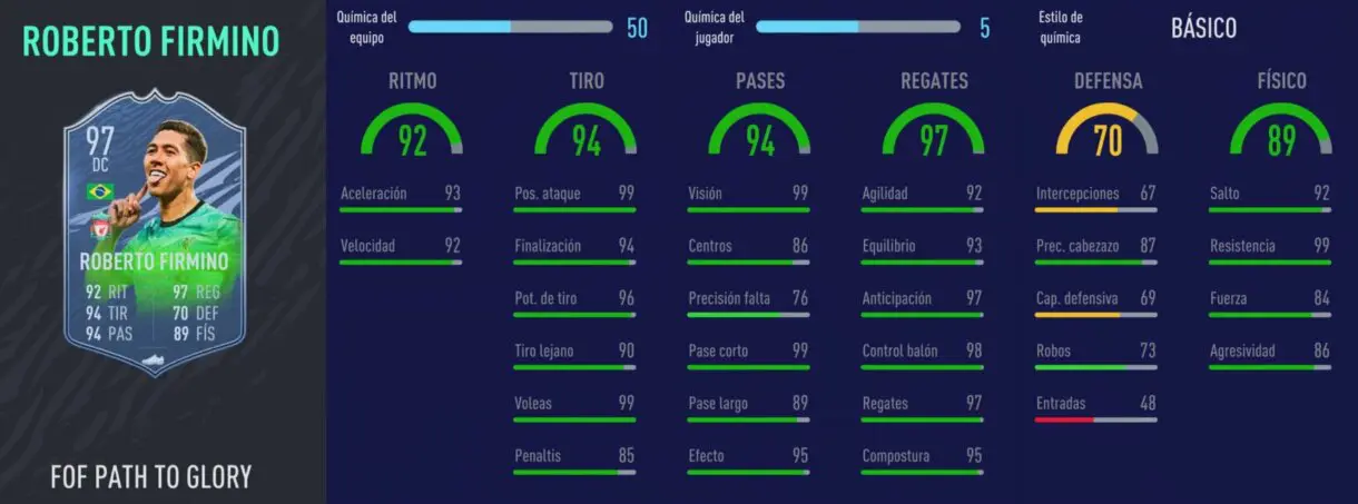 FIFA 21 Ultimate Team. Festival of FUTball actualizados. Stats in game de Firmino
