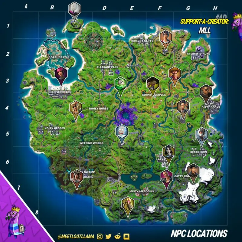 fortnite mapa npcs