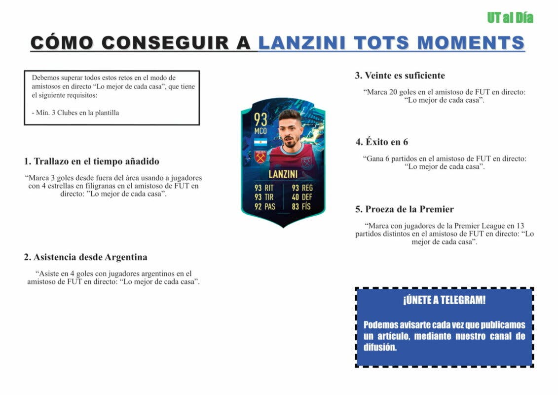 FIFA 21 Ultimate Team Guía Lanzini TOTS Moments