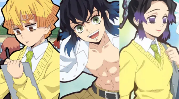 Imagen de Kimetsu no Yaiba – The Hinokami Chronicles confirma versiones Gakuen de Zenitsu, Inosuke y Shinobu