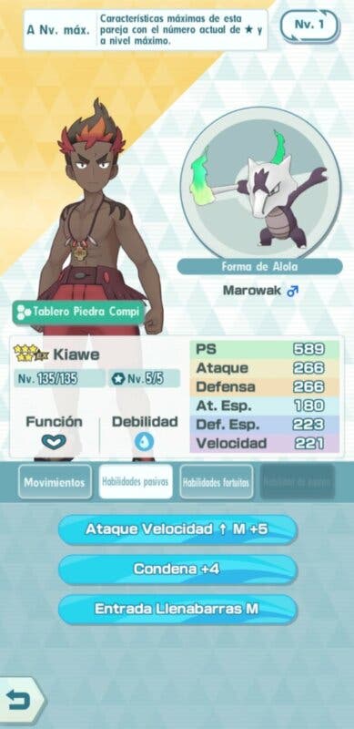 Kiawe y Marowak Pokemon Masters EX habilidades