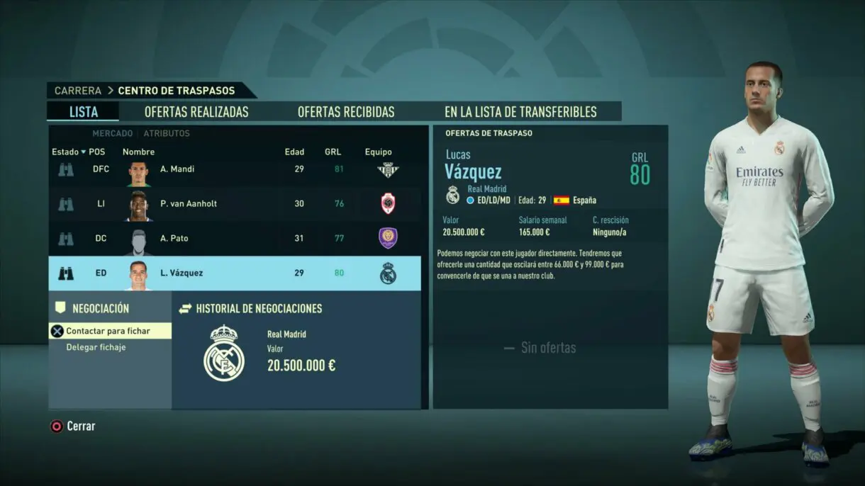 FIFA 21 Modo Carrera jugadores que quedan libres en 2021 fichajes 2