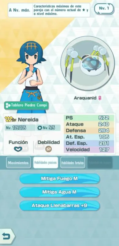 Nereida y Araquanid Pokemon Masters EX habilidades