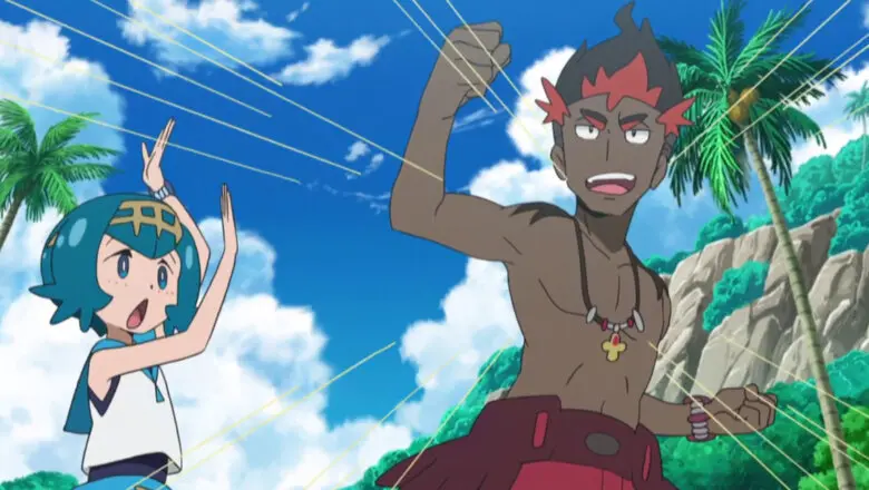 Nereida y Kiawe anime Pokemon