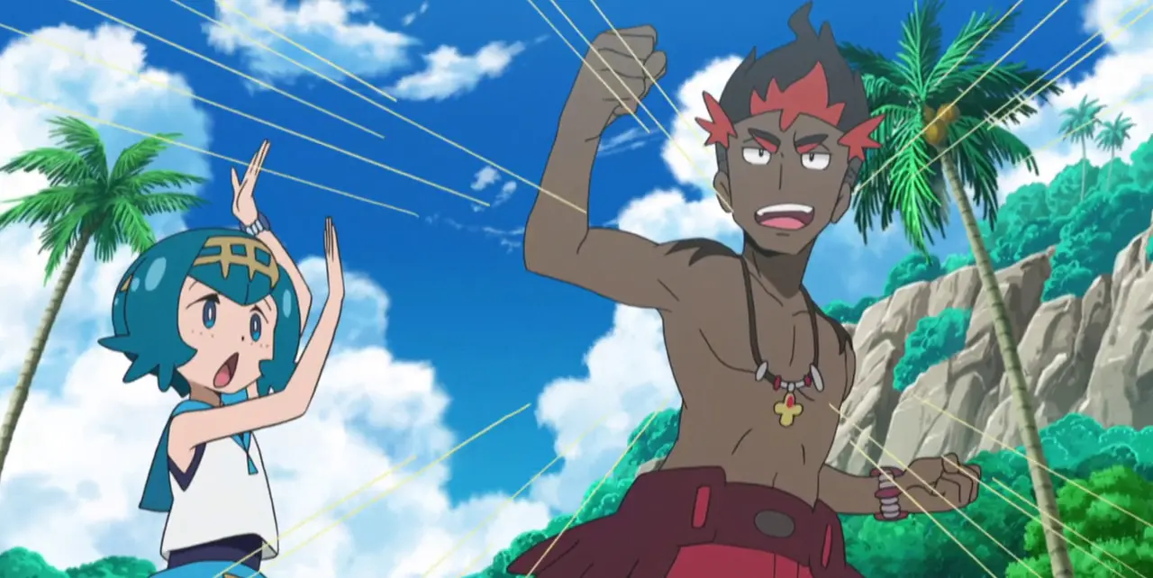 Nereida y Kiawe anime Pokemon