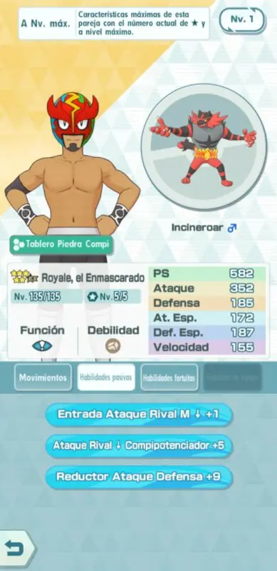 Royale e Incineroar Pokemon Masters EX habilidades
