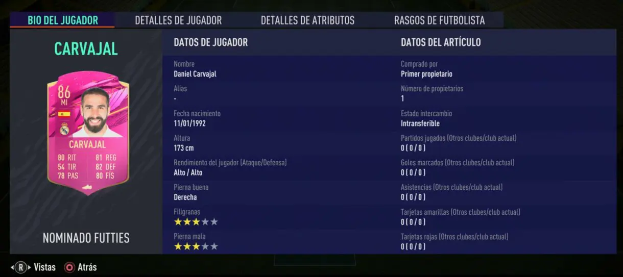 FIFA 21 Ultimate Team FUTTIES próximo evento primera votación Carvajal