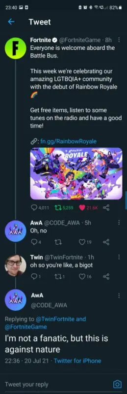 fortnite homofobia