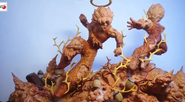 Imagen de Dragon Ball Z: Crean una espectacular figura tallada en madera de la lucha de Goku y Majin Vegeta