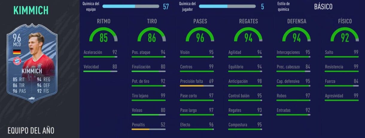 FIFA 21: los mejores mediocentros ofensivos de Ultimate Team relación calidad/precio stats in game Kimmich TOTY