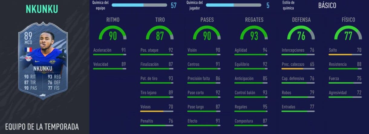 FIFA 21: los mejores mediocentros ofensivos de Ultimate Team relación calidad/precio stats in game Nkunku TOTS