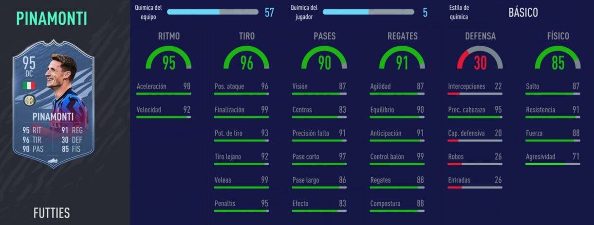Stats in game de Andrea Pinamonti FUTTIES. FIFA 21 Ultimate Team