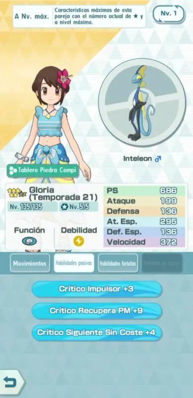 Pokemon Masters EX Gloria Inteleon habilidades