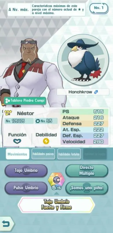 Pokemon Masters EX Nestor y Honchkrow