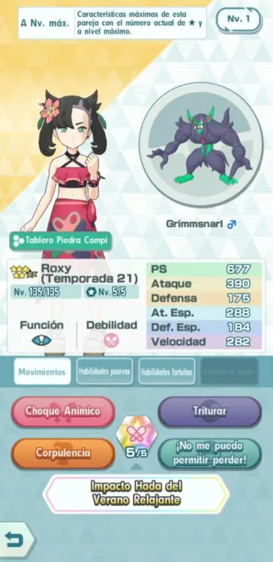 Pokemon Masters EX Roxy y Grimmsnarl