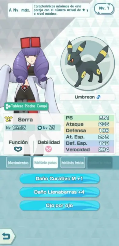 Pokemon Masters EX Serra y Umbreon habilidades
