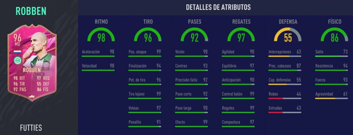 Stats in game de Robben FUTTIES. FIFA 21 Ultimate Team