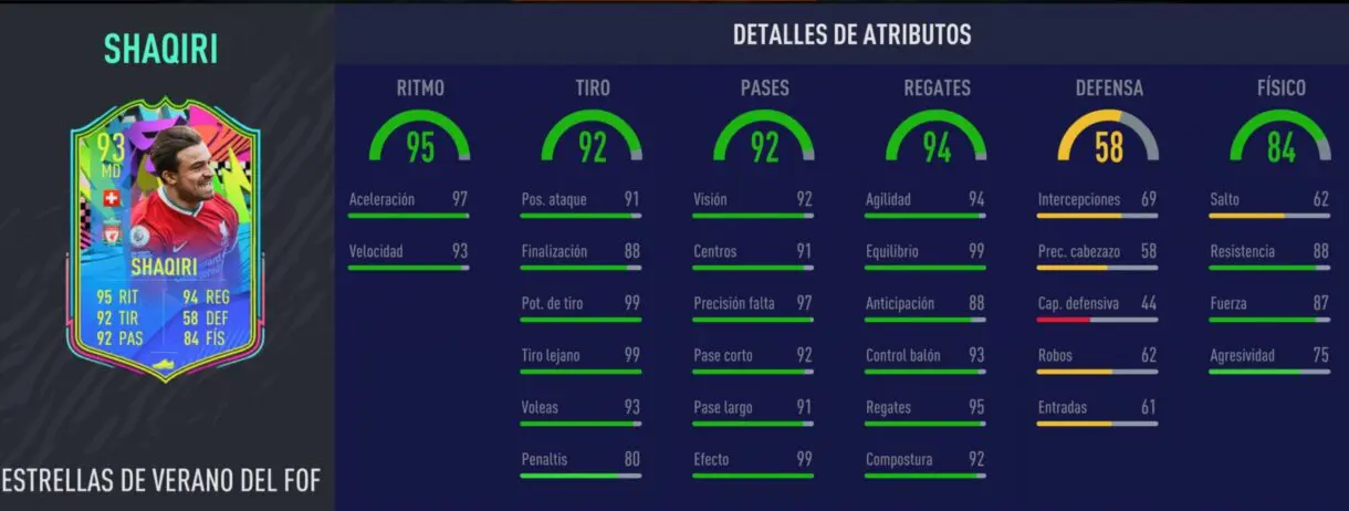 Stats in game de Shaqiri Summer Stars. FIFA 21 Ultimate Team