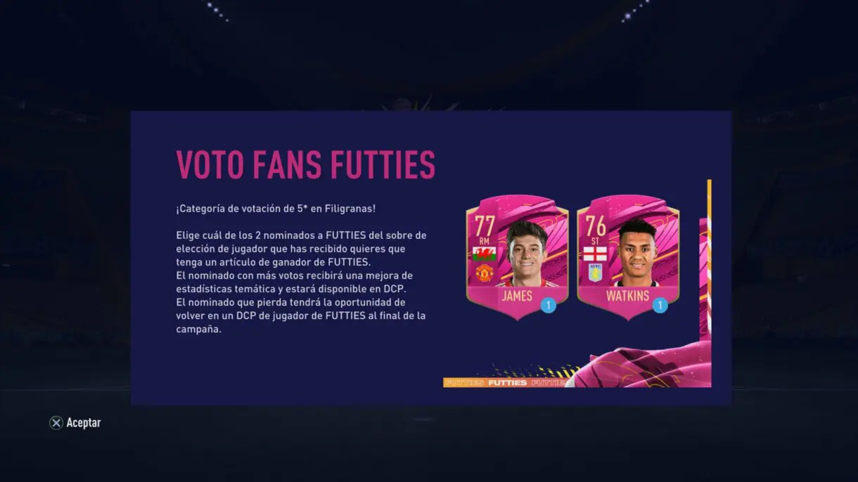 FIFA 21 Ultimate Team FUTTIES nueva votación cinco estrellas de filigranas
