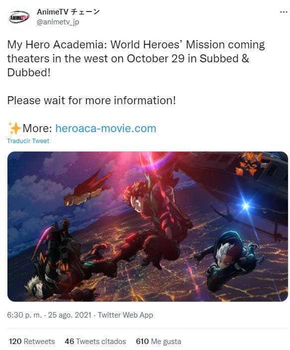 AnimeTV チェーン on X: My Hero Academia: World Heroes' Mission