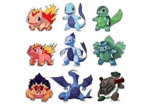 Bulbasaur Charmander Squirtle cambio tipo