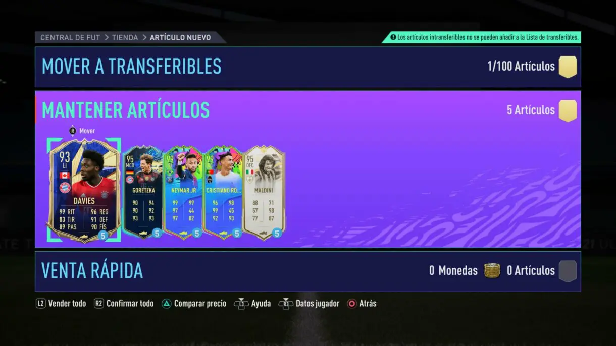 FIFA 21: podemos probar gratuitamente algunas de las mejores cartas de Ultimate Team y conseguir recompensas de FIFA 22 con ellas Ultimate Team