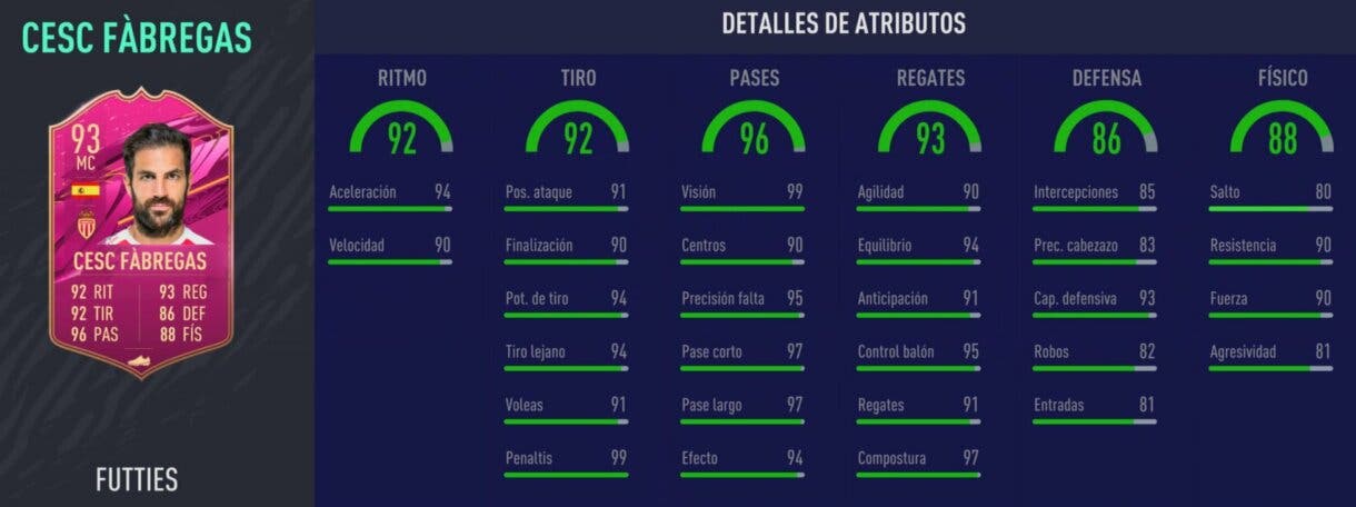 Stats in game de Cesc Fábregas FUTTIES FIFA 21 Ultimate Team