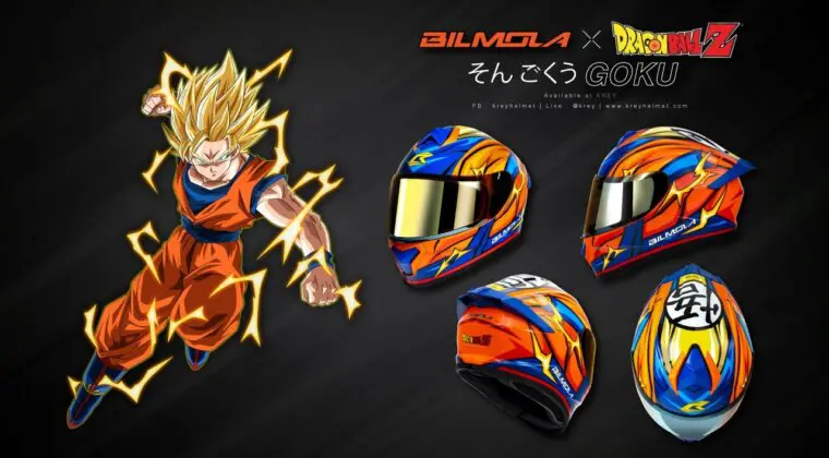 Imagen de Toei Animation y BILMOLA presentan varios cascos para motos basados en Dragon Ball Z