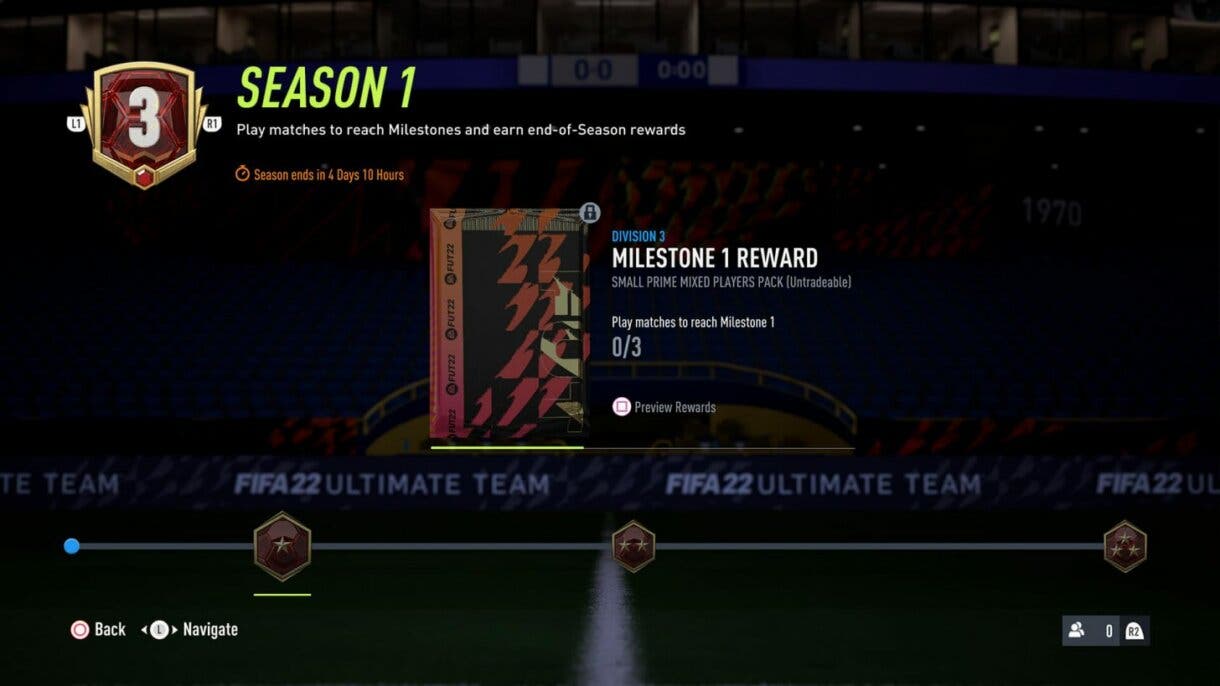 Tabla de progreso Hitos Division Rivals FIFA 22 Ultimate Team
