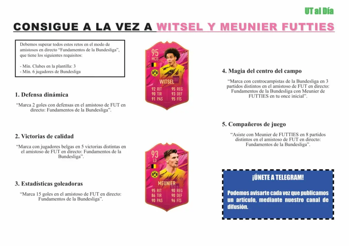 FIFA 21 Ultimate Team Guía Witsel Meunier FUTTIES