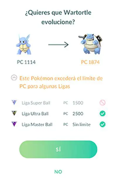 Pokemon GO pantalla evolucion