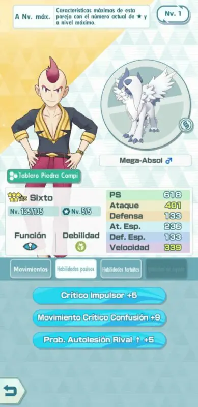Pokemon Masters EX Sixto y Absol habilidades