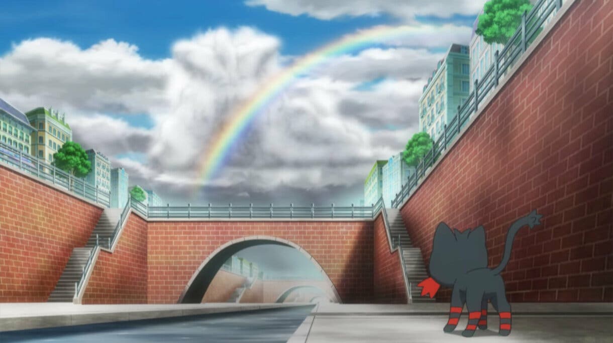 anime de Pokemon Sol y Luna Litten arcoiris Stoutland