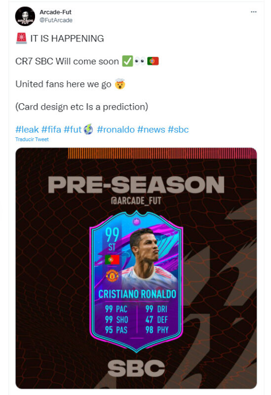 FIFA 21: la nueva tarjeta SBC de Cristiano Ronaldo se filtró en Premier League Ultimate Team
